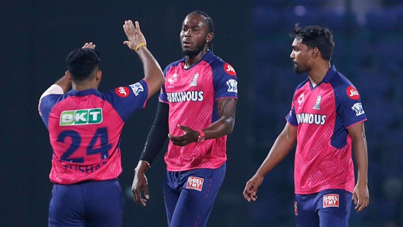 Big jolt for Rajasthan Royals, star speedster with 146 wickets ruled out of remaining IPL 2025 with injury Jofra Archer of Rajasthan Royals (L),Sandeep Sharma of Rajasthan Royals (C) and Tushar Deshpande of Rajasthan Royals