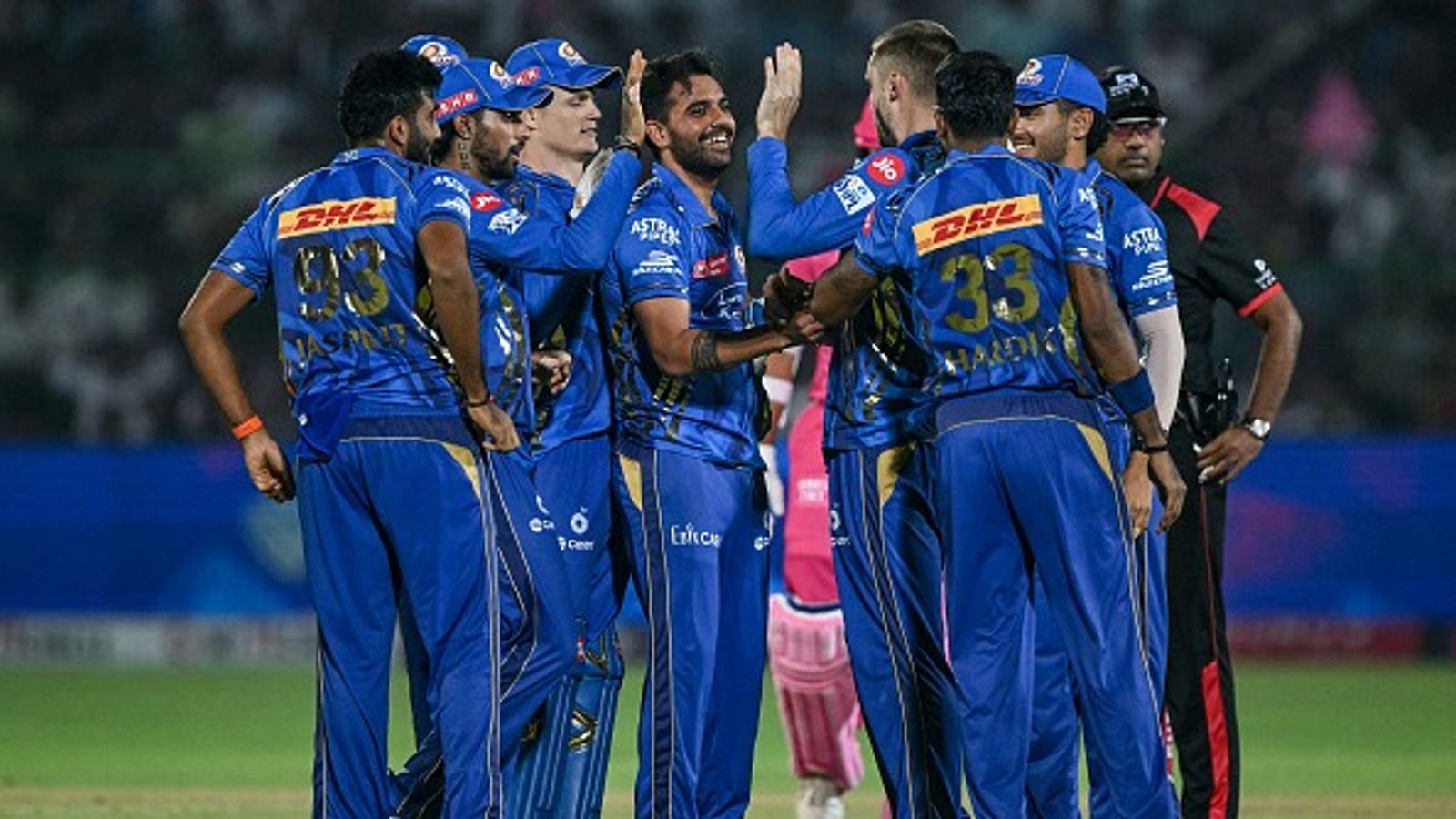 'He is Don Bradman of bowling. Australians afraid and intimidated by him’: Adam Gilchrist's big words for MI superstar after RR hammering Mumbai Indians' Deepak Chahar (C) celebrates with teammates after taking the wicket of Rajasthan Royals' Vaibhav Suryavanshi