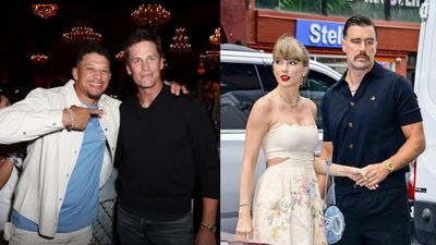 No Double Date: Taylor Swift and Travis Kelce Break Away from Mahomes Circle Patrick Mahomes, Tom Brady, Taylor Swift and Travis Kelce in the frame