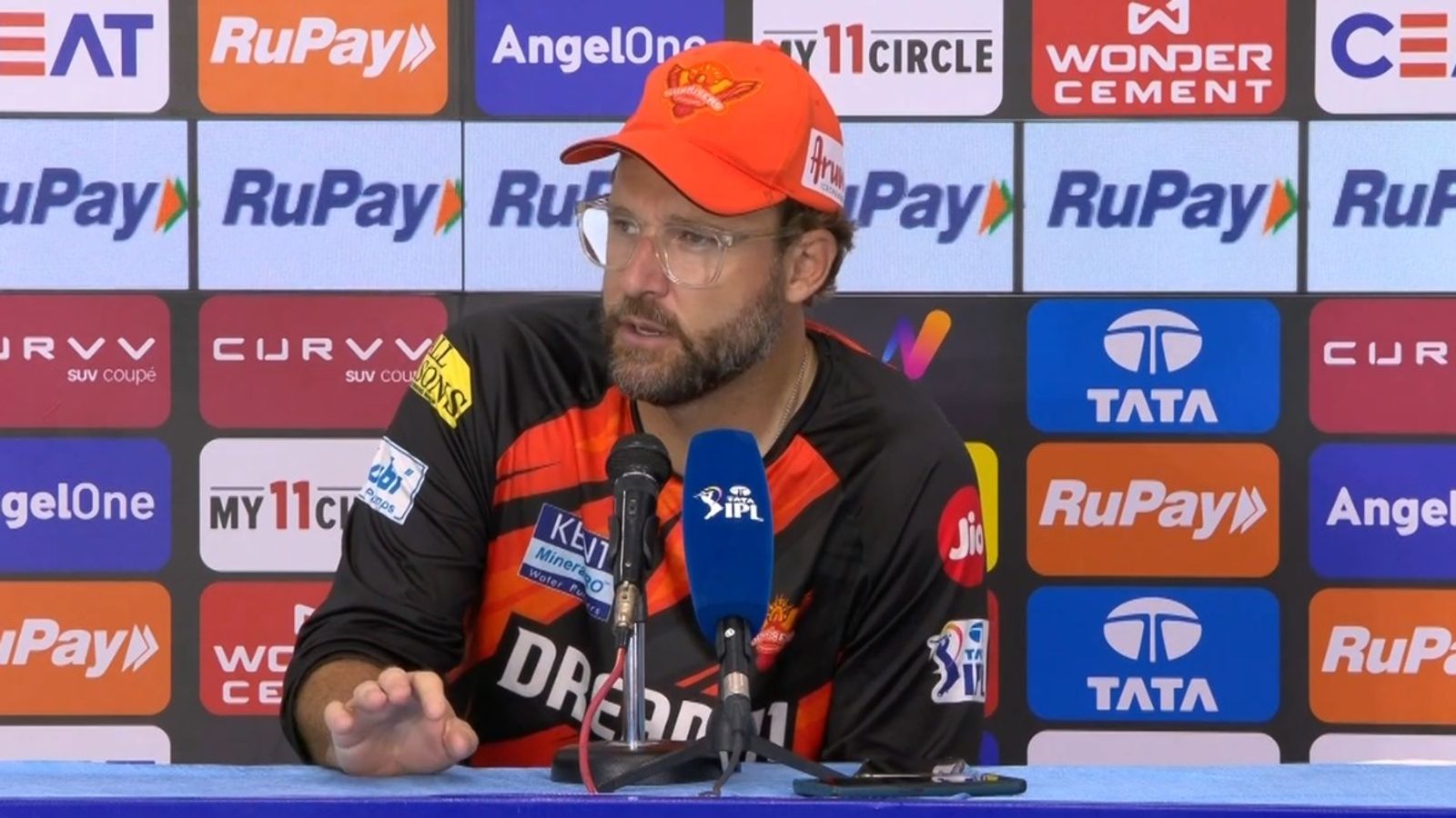 'I definitely didn't say after every match I was backing an aggressive approach': SRH head coach Daniel Vettori's U-turn after elimination from playoffs race SRH head coach Daniel Vettori in post-match press conference.