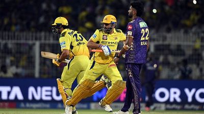 KKR vs CSK Highlights, IPL 2025: CSK's first win after 4 matches plays spoilsport in KKR's playoff chances as Dhoni's brigade edge Rahane's men by 2 wickets CSK captain MS Dhoni (C) and Shivam Dube (L) run between the wickets during IPL 2025 clash against KKR