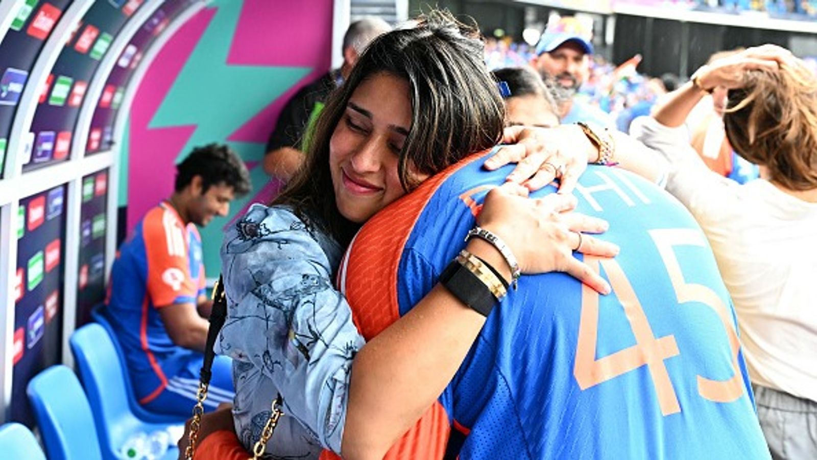 Rohit Sharma's wife Ritika Sajdeh's emotional reaction to husband's Test retirement Instagram story goes viral India's captain Rohit Sharma hugs his wife Ritika Sajdeh after India won the ICC men's Twenty20 World Cup 2024 final cricket match between India and South Africa