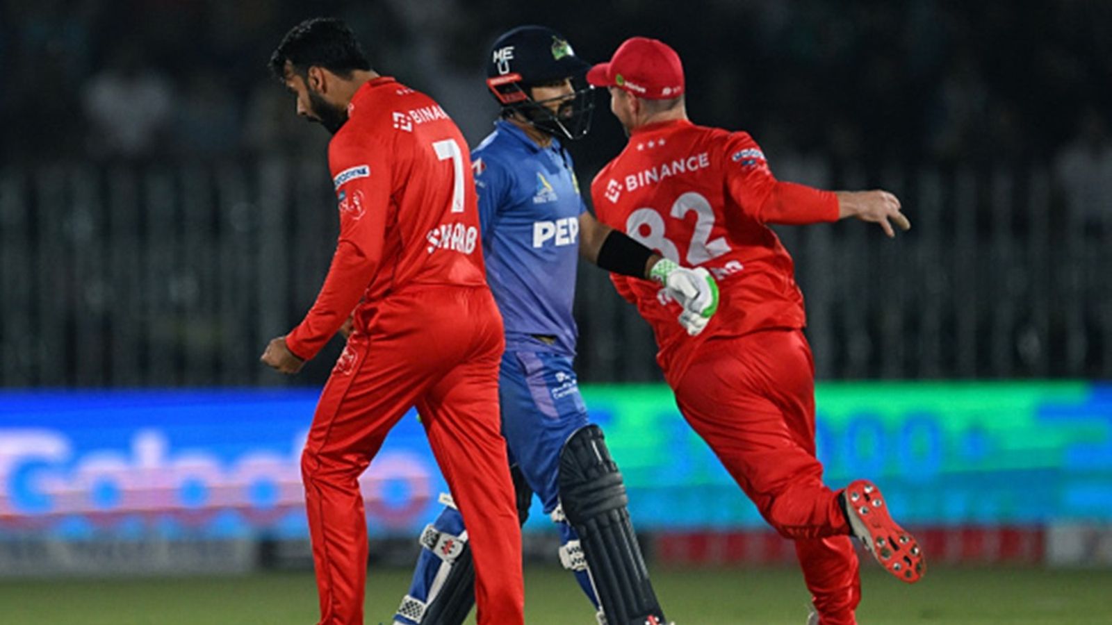 PCB shifts PSL 2025 out of Pakistan amidst military confrontation on border, remainder of the tournament to be hosted in UAE Islamabad United' s Shadab Khan(L) celebrates the wicket of Multan Sultans' Mohammad Rizwan (C) during the Pakistan Super League (PSL) match at the Rawalpindi Cricket Stadium in Rawalpindi on April 16, 2025.