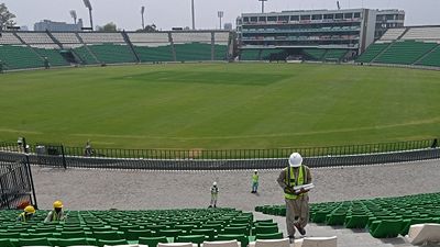 Massive setback for PCB, UAE likely to shut door on Pakistan's plan to host PSL 2025 in Dubai Labourers work on a stand at the Gaddafi Cricket Stadium, one of the venues for the Pakistan Super League (PSL), in Lahore on May 9, 2025.