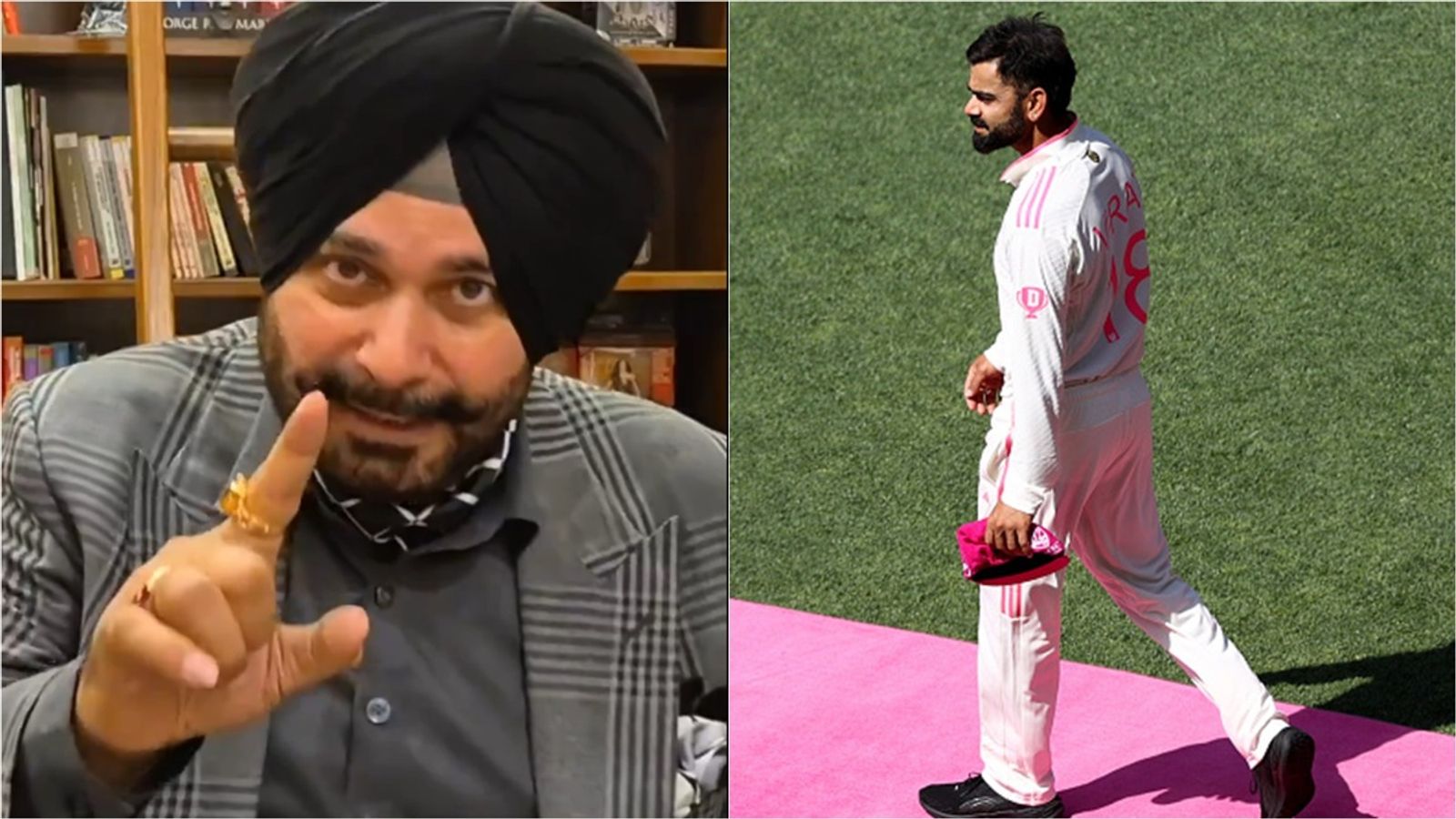 'His intention is right, his motive is noble. But the timing...': Navjot Singh Sidhu urges Virat Kohli to not retire from Tests and send 'inexperienced side' to England Navjot Singh Sidhu speaks in a video he posted on X; Virat Kohli after India's loss in Sydney Test.