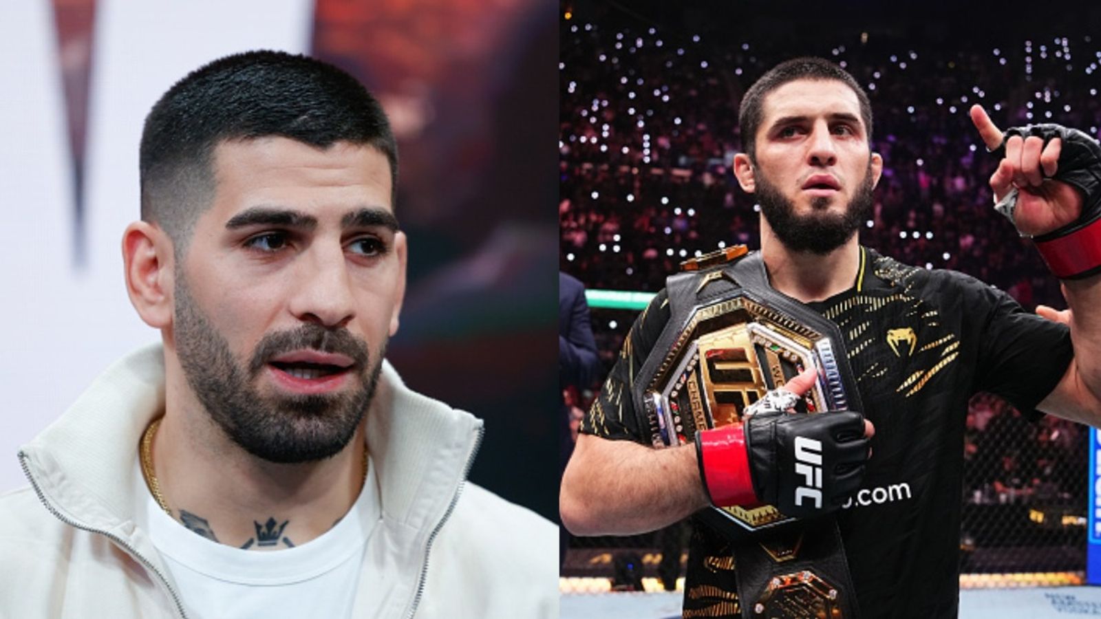 Ilia Topuria takes brutal shot at Islam Makhachev after securing lightweight title fight against Charles Oliveira Ilia Topuria and Islam Makhachev in the frame (via Getty)
