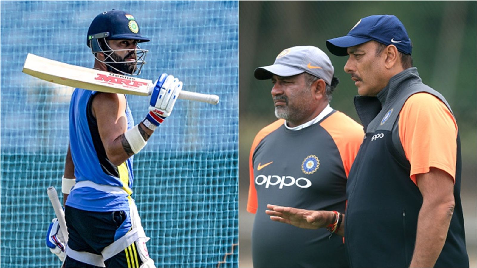 India's former bowling coach reveals main reason behind why Virat Kohli 'never liked practice matches' India's star batter Virat Kohli in the nets; Former India bowling coach Bharat Arun and head coach Ravi Shastri.