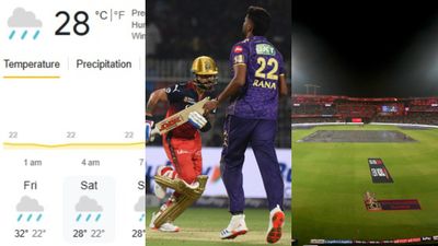 IPL 2025: Rain likely to play spoilsport in Bengaluru during RCB vs KKR clash, check weather report In Pic: M. Chinnaswamy Stadium, Virat Kohli and Harshit Rana