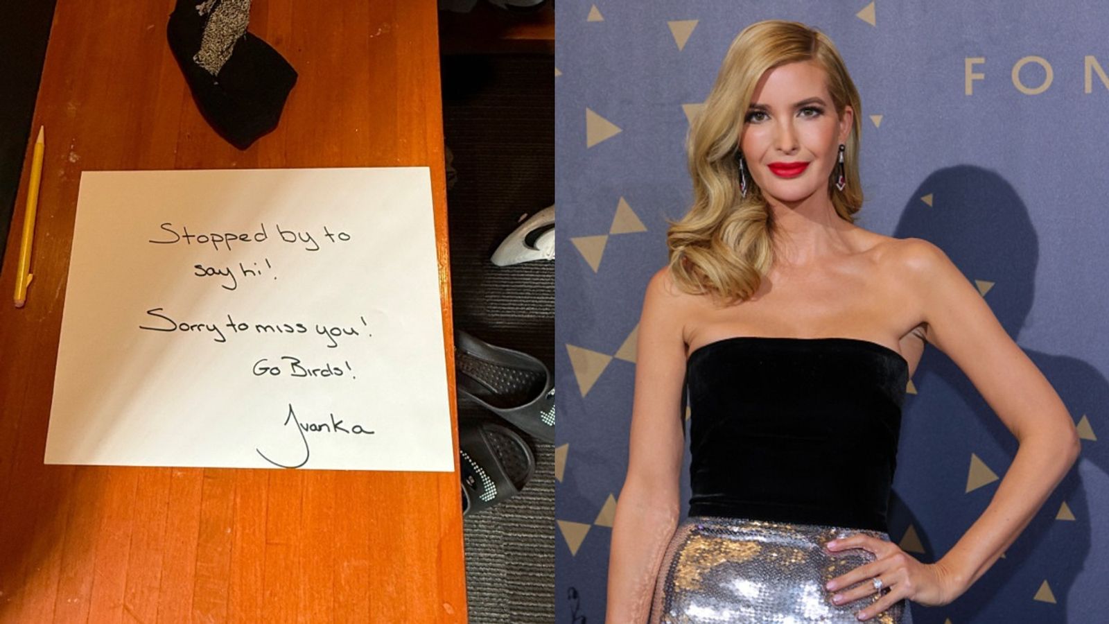 Donald Trump's daughter leaves a heartfelt message for a special admirer in Eagles’ locker room Ivanka Trump in the frame
