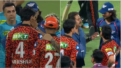 BCCI vice-president and LSG coach mediate between Abhishek Sharma and Digvesh Rathi after SRH deliver knockout punch; watch viral video Digvesh Rathi, Abhishek Sharma, Rajiv Shukla