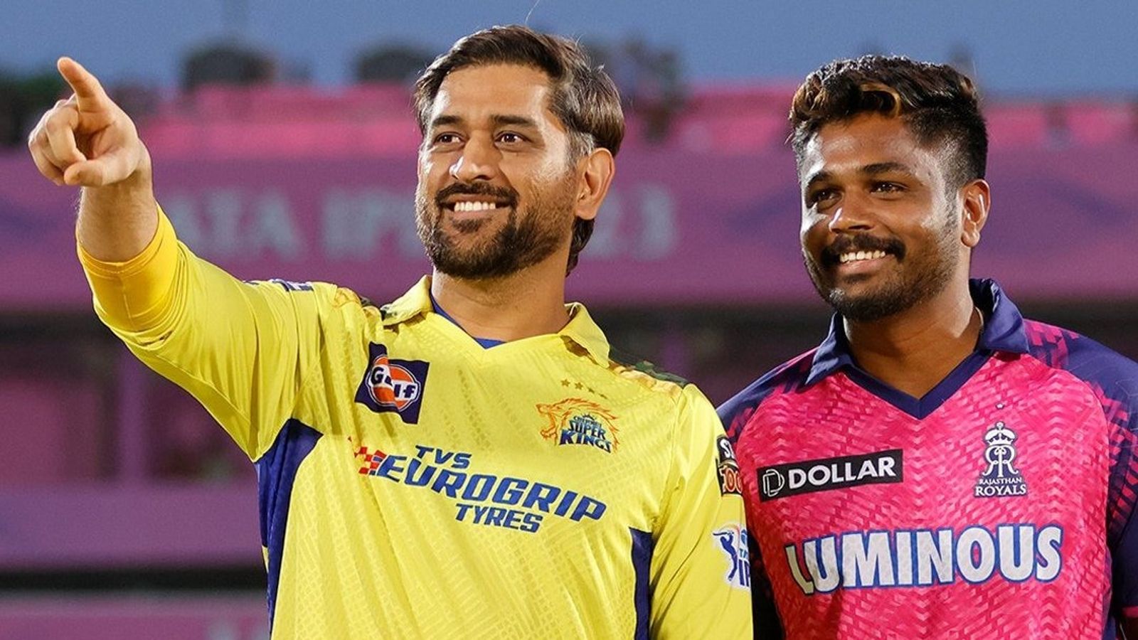 CSK vs RR, IPL 2025: 28-year-old star added as RR captain Sanju Samson opts to bowl against MS Dhoni's CSK, Check playing XIs MS Dhoni and Sanju Samson posing during toss