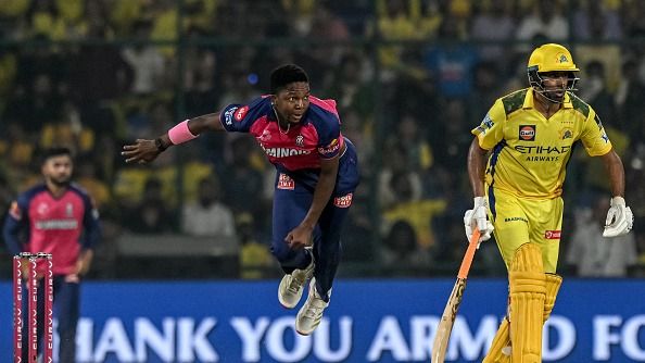 'Their math is not mathing...': Ex-RCB speedster questions MS Dhoni's strategy in IPL 2025 clash against RR Rajasthan Royals' Kwena Maphaka (L) bowls as Chennai Super Kings' Ravichandran Ashwin (R) watches during the Indian Premier League (IPL) Twenty20 cricket match between Chennai Super Kings and Rajasthan Royals