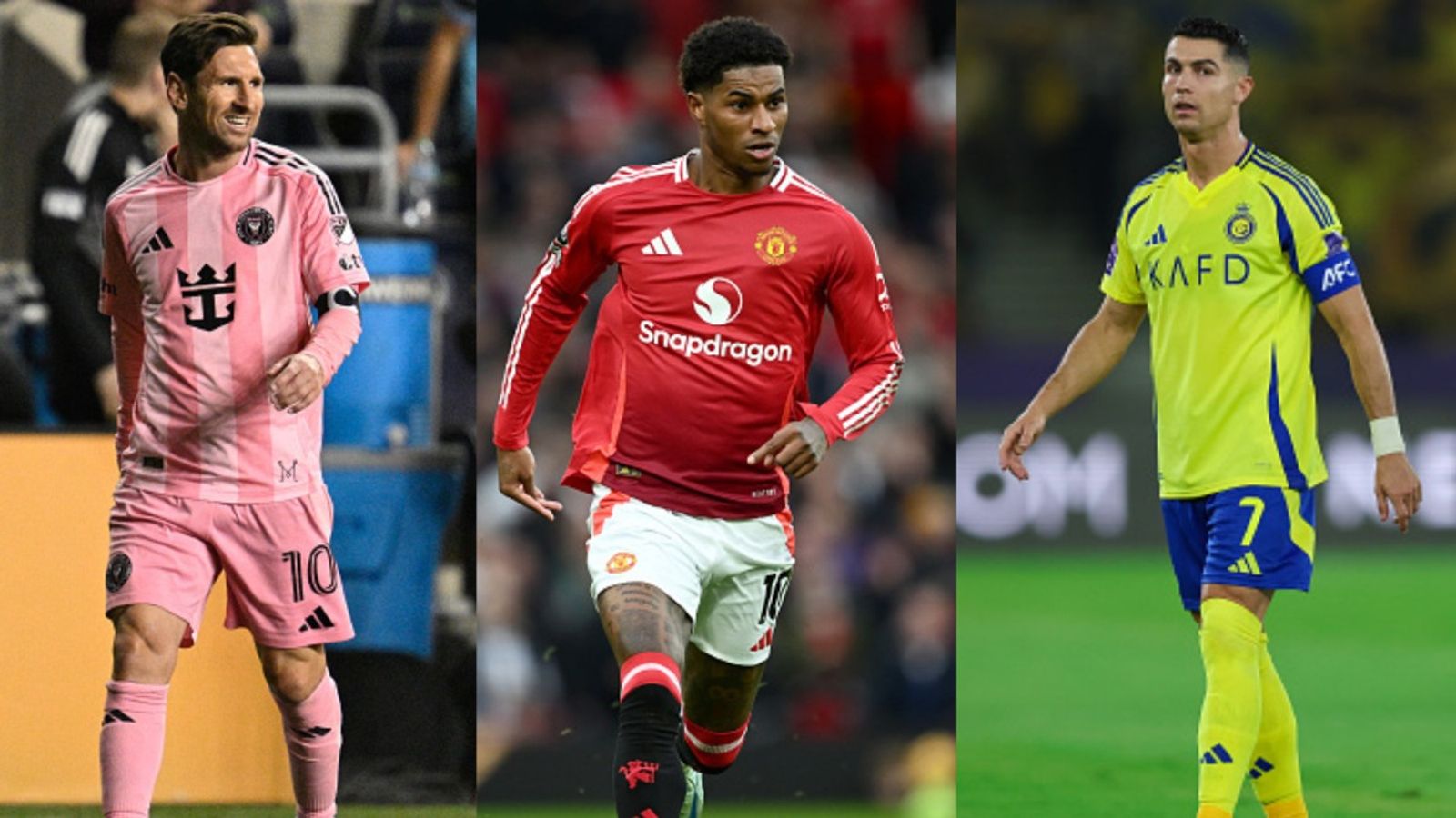 Marcus Rashford reveals his football GOAT between Lionel Messi and Cristiano Ronaldo Lionel Messi, Marcus Rashford and Cristiano Ronaldo in the frame