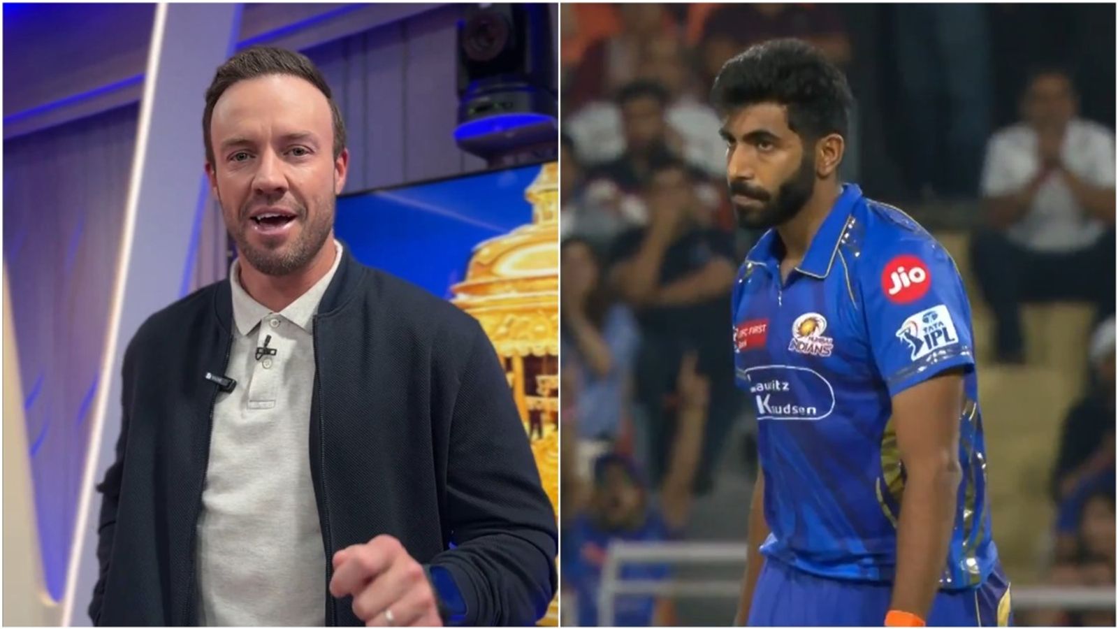 'Before Bumrah came back for his final 2 overs, I told my son...': AB de Villiers reserves highest praise for Mumbai Indians pacer for game-changing spell Former RCB batter AB de Villiers; MI's Jasprit Bumrah celebrates GT's Washington Sundar's wicket.