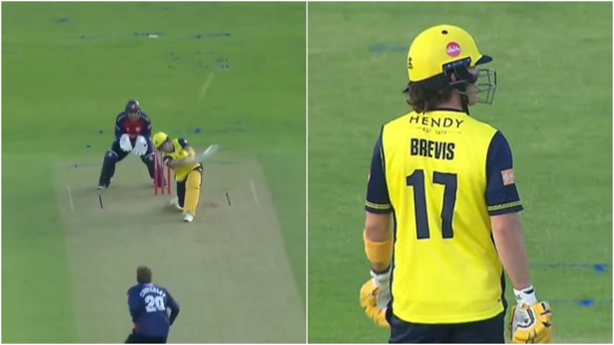 WATCH: CSK's Dewald Brevis make a statement in England's T20 Blast, smashes first ball for six in match-winning 32-ball 68 for Hampshire Dewald Brevis