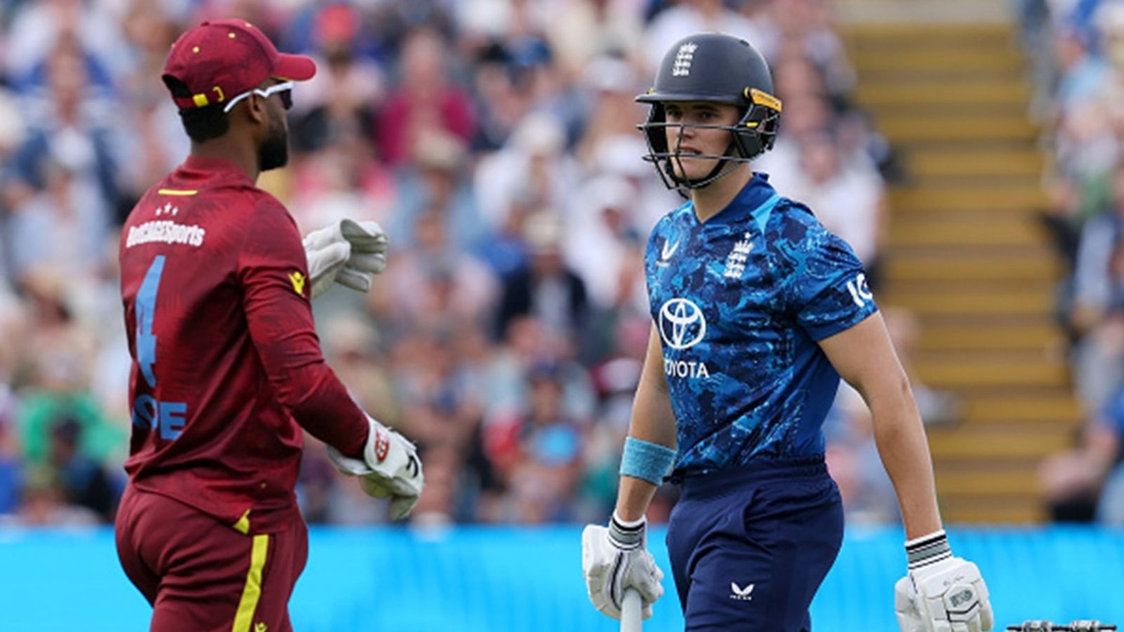 ICC punishes Shai Hope's West Indies after they concede 400 and lose to England by 238 runs in first ODI Jacob Bethell of England reacts as he leaves the field after losing his wicket, caught by Shai Hope of West Indies off the bowling of Jayden Seales during the 1st ODI at Edgbaston on May 29, 2025 in Birmingham, England.