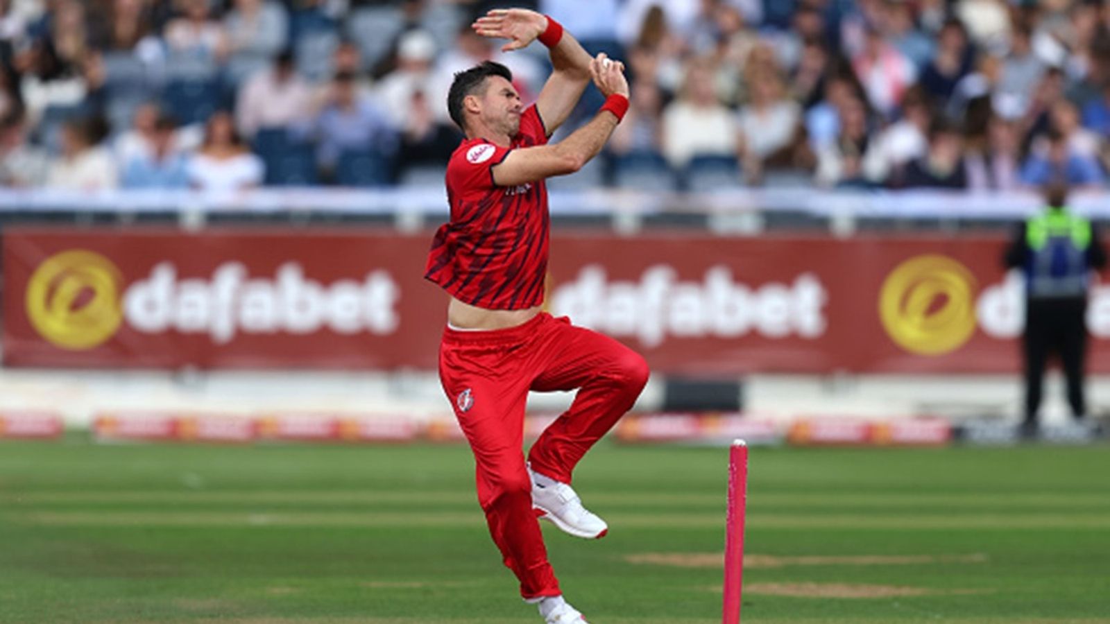 42-year-old James Anderson returns to T20 cricket after 11 years, takes 3 wickets for 17 as Lancashire win last-ball thriller; watch viral video James Anderson of Lancashire Lightning bowls during the Vitality Blast Men's T20 match against Durham at Banks Homes Riverside on June 01, 2025 in Chester-le-Street, England.