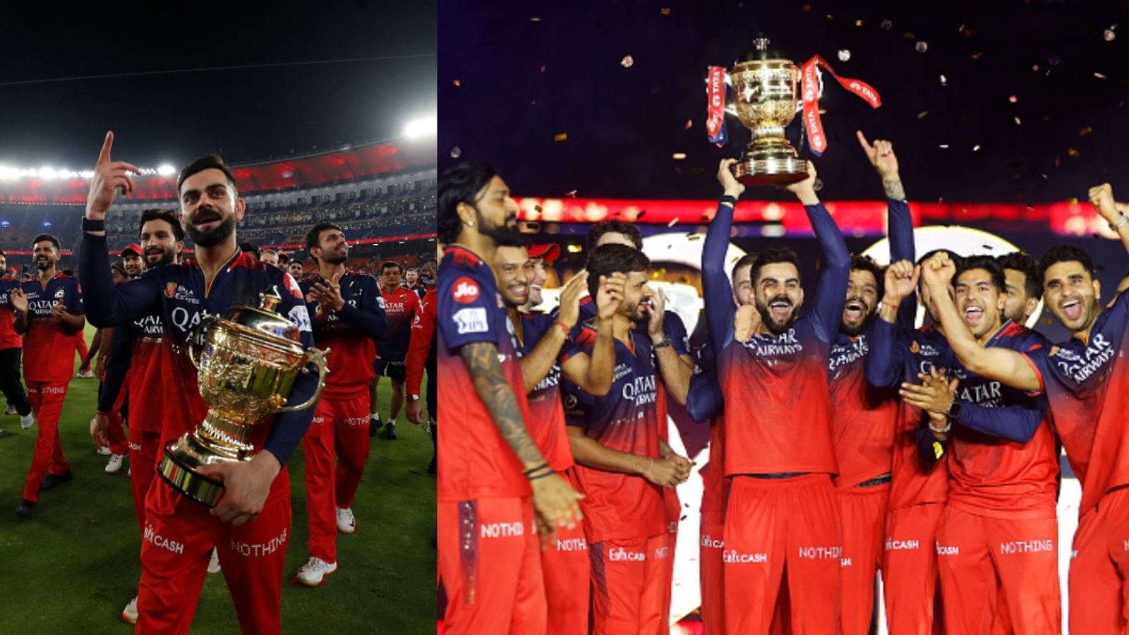 Football legend puts out special post for Virat Kohli after Royal Challengers Bengaluru win first-ever IPL title Virat Kohli and team RCB posing with their maiden IPL title (Images via Getty)