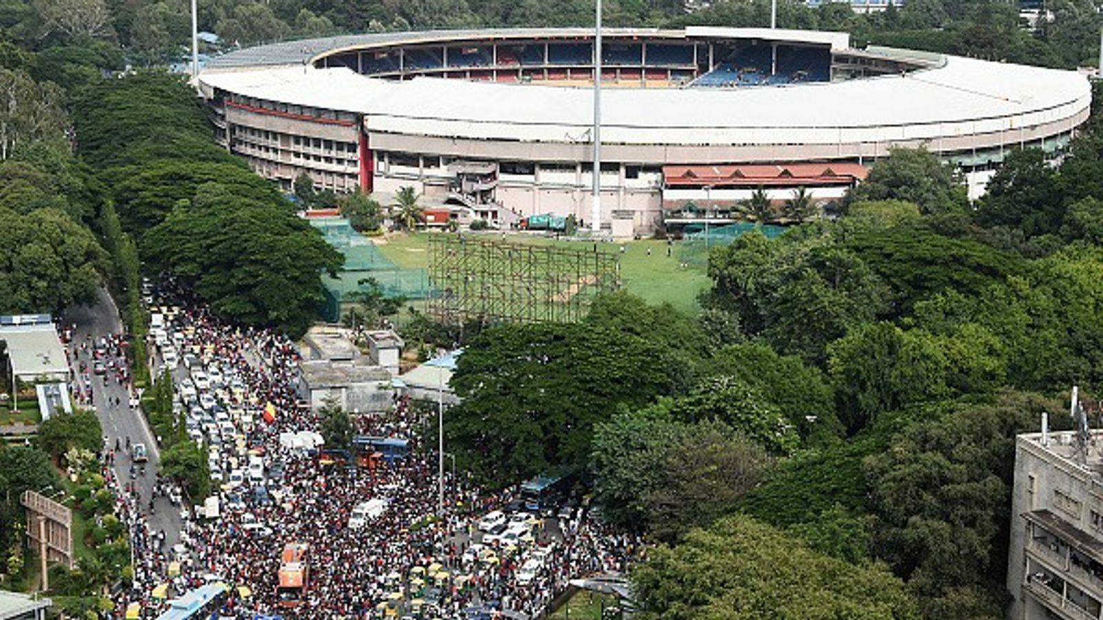 Big News: Bengaluru police arrest RCB marketing head, event firm officials detained over killer stampede outside M. Chinnaswamy Stadium Fans throng outside the M. Chinnaswamy Stadium in Bengaluru on June 4, 2025, to celebrate a day after Royal Challengers Bengaluru's victory
