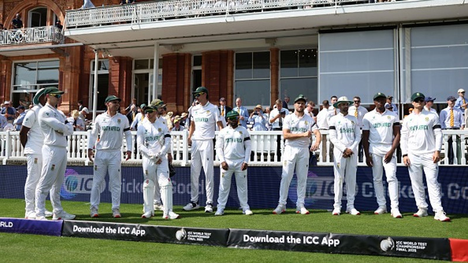 Revealed! Why South Africa and Australia wearing black armbands on day 3 of WTC final at Lord's Stadium in London Players of South Africa walk out for the start of play during day three of the ICC World Test Championship Final 2025 between South Africa anf Australia at Lord's Cricket Ground on June 13, 2025 in London, England.