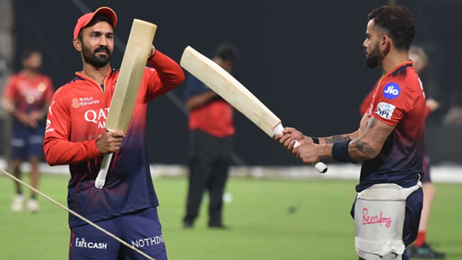 'What is this man telling one of the greatest batters': Former England captains grill Dinesh Karthik over '5-minute lecture' to Virat Kohli in IPL 2025 final Royal Challengers Bengaluru's Virat Kohli and batting coach Dinesh Karthik are at the training session at the Eden Garden Cricket Stadium in Kolkata, India, on March 20, 2025.