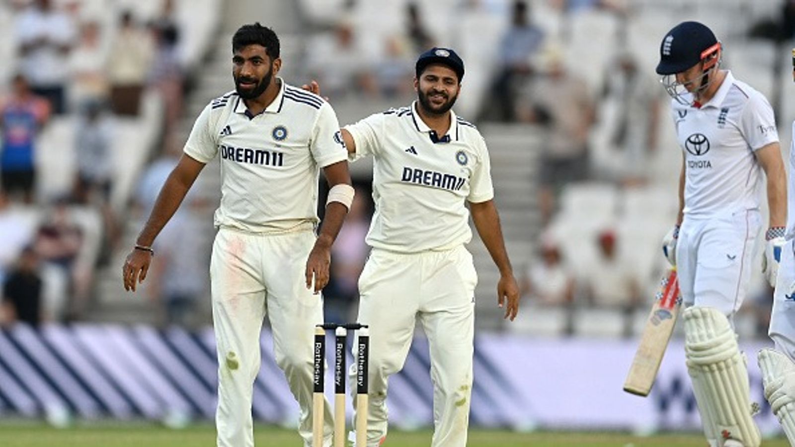 'It’s a long shot but...': Ex-England captain's indirect 'Jasprit Bumrah' threat to Ben Stokes led side for first Test against India goes viral Jasprit Bumrah of India is congratulated by Shardul Thakur after dismissing Harry Brook of England only to be given as a no ball during day 2 of the 1st Rothesay Test Match between England and India at Headingley on June 21, 2025 in Leeds, England