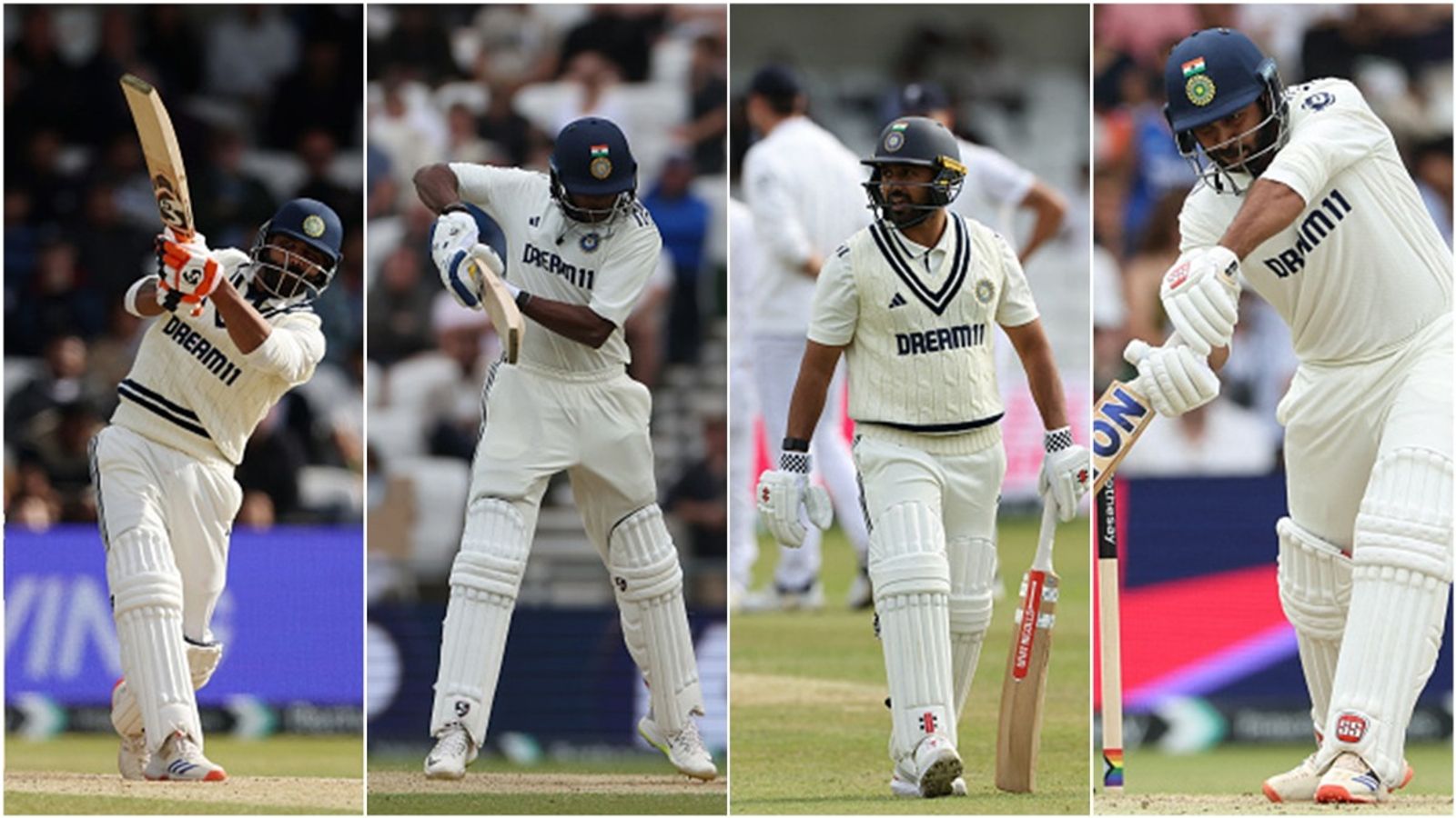 'Batters who have gotten out in both innings will be more frustrated with themselves': KL Rahul defends lower order despite another batting collapse Ravindra Jadeja, Sai Sudharsan, Karun Nair and Shardul Thakur in action during first Test against England at Headingley, Leeds.