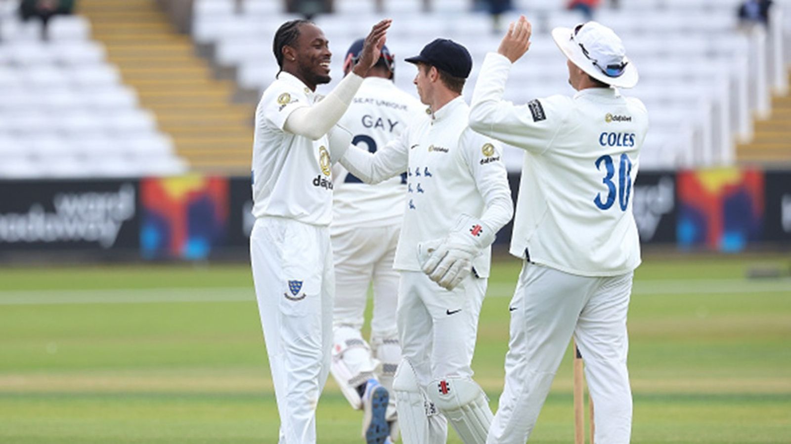 Jofra Archer returns to first-class cricket after 4 years, dismisses England Lions batter who scored 122 runs against India A; watch video Jofra Archer of Sussex celebrates the wicket of Emilio Gay of Durham during day two of the County Championship match at the Banks Homes Riverside in Chester le Street, England, on June 23, 2025.