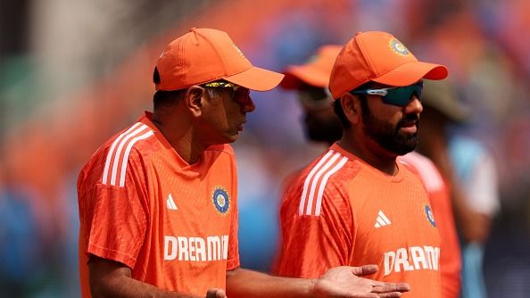 'Wanted to step down after the 2023 World Cup...': Rohit Sharma reveals his conversation with Rahul Dravid after India's six-wicket defeat vs Australia in final Rahul Dravid, Head Coach of India interacts with Rohit Sharma of India ahead of the ICC Men's Cricket World Cup India 2023 Final between India and Australia at Narendra Modi Stadium on November 19, 2023 in Ahmedabad, India