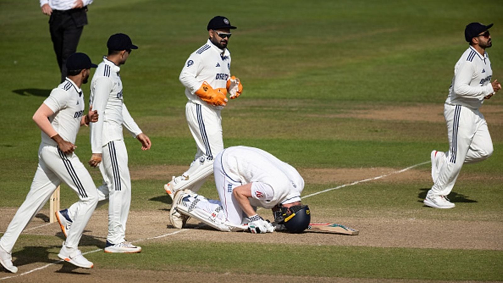 'He is right up there as the most frustrating I can remember': Michael Vaughan slams England batter, labels him country's 'luckiest cricketer ever' India players show no concern after Zak Crawley of England is struck by a ball from Akash Deep of India during day 4 of the 2nd Test at Edgbaston on July 05, 2025 in Birmingham, England.