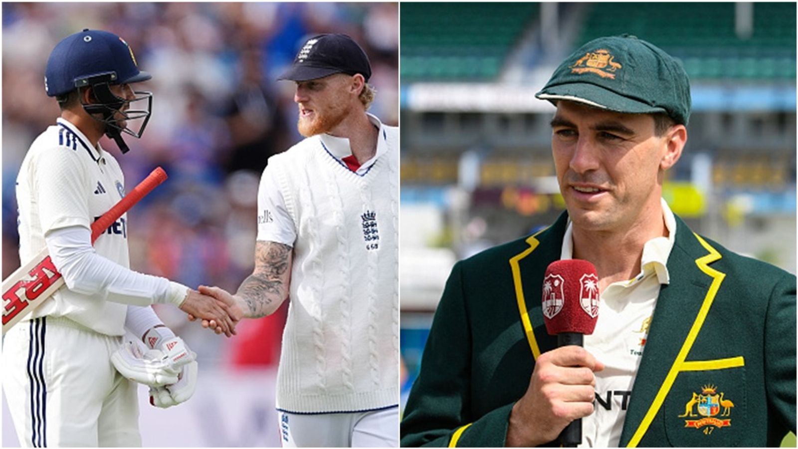 'Who'd want to be a bowler over there?': Pat Cummins trolls England for flat Edgbaston pitch leading to historic defeat, makes '2 different sports' remark Ben Stokes congratulates Shubman Gill during Edgbaston Test; Pat Cummins at coin toss in Grenada.