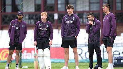 Timely boost for England as star player returns to nets following injury spell ahead of Lord's Test against India England Lions bowling coach Mark Wood with Ajeet Singh Dale, Ben McKinney, James Rew and Josh Hull during a net session