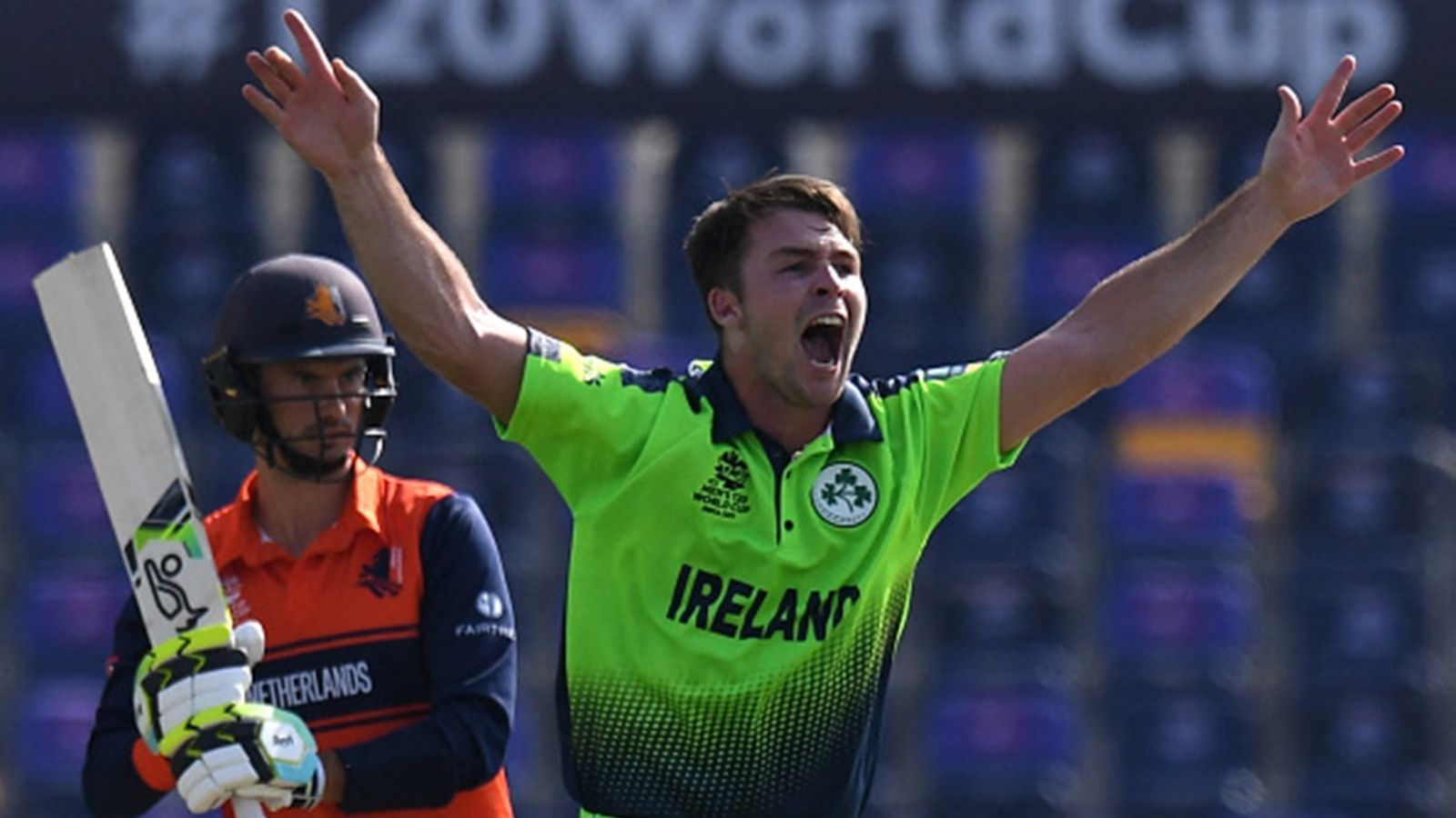 Took double hat-trick in T20 World Cup 2021, Ireland all-rounder takes 5 wickets in 5 balls to create history in professional cricket Ireland's Curtis Campher (R) celebrates after taking the wicket of Netherland's Scott Edwards during the ICC mens Twenty20 World Cup at the Sheikh Zayed Stadium in Abu Dhabi on October 18, 2021.