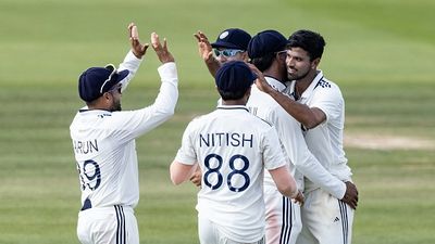 Washington Sundar spins web around England with four key strikes; Mohammed Siraj and Jasprit Bumrah chip in as hosts crumble for 192 at Lord’s Washington Sundar of India celebrates with his team mates after taking the wicket of Ben Stokes of England during day four of the 3rd Rothesay Test Match between England and India at Lord's Cricket Ground on July 13, 2025 in London, England.