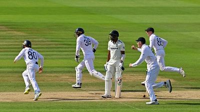 IND vs ENG: India go down fighting against England in Lord's Test, suffer 22-run defeat despite Jadeja's bravado and Siraj-Bumrah's blockathon on Day 5 England's Ollie Pope (L), England's Jamie Smith (2L), England's Harry Brook (R) and England's Zak Crawley (2R) run past India's Mohammed Siraj as England win the test match on the fifth day of the third cricket test match between England