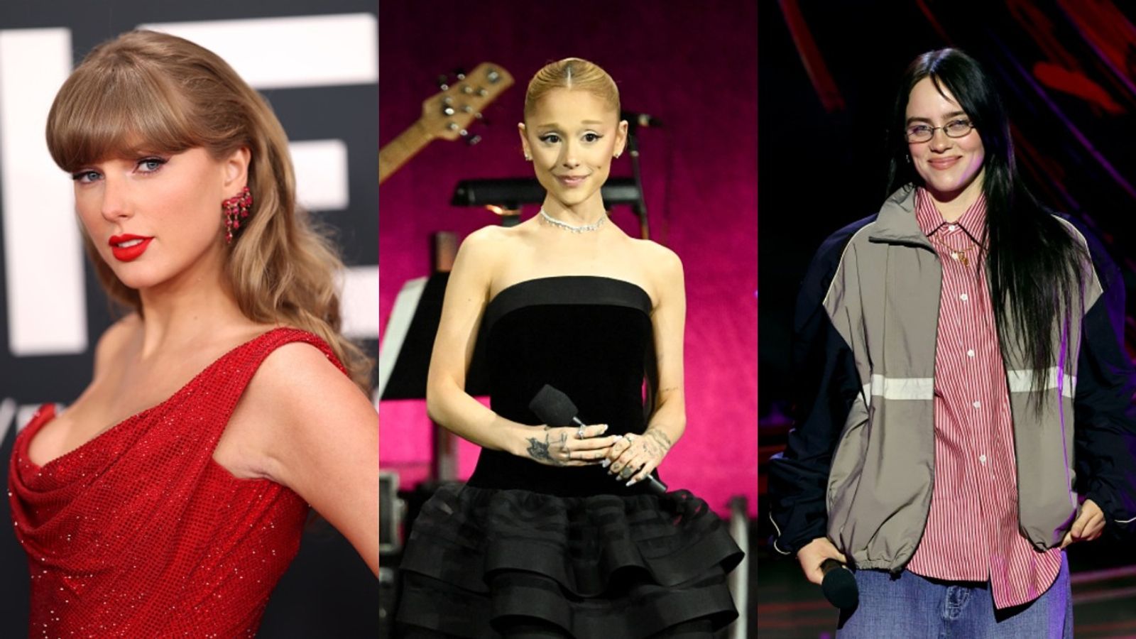 Taylor Swift breaks new ground with record Ariana Grande and Billie Eilish couldn’t touch together Taylor Swift, Billie Eilish and Ariana Grande in the frame (Images: All via Getty)