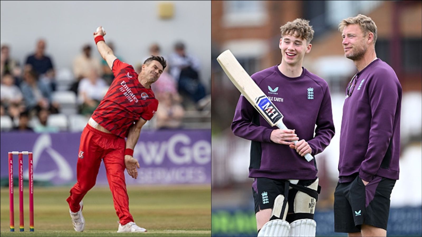 43-year-old James Anderson to bowl to former teammate Andrew Flintoff's 17-year-old son! The Hundred's wildcard entries sets up rare clash Former England pacer James Anderson; Rocky Flintoff with his father Andrew during a training session.
