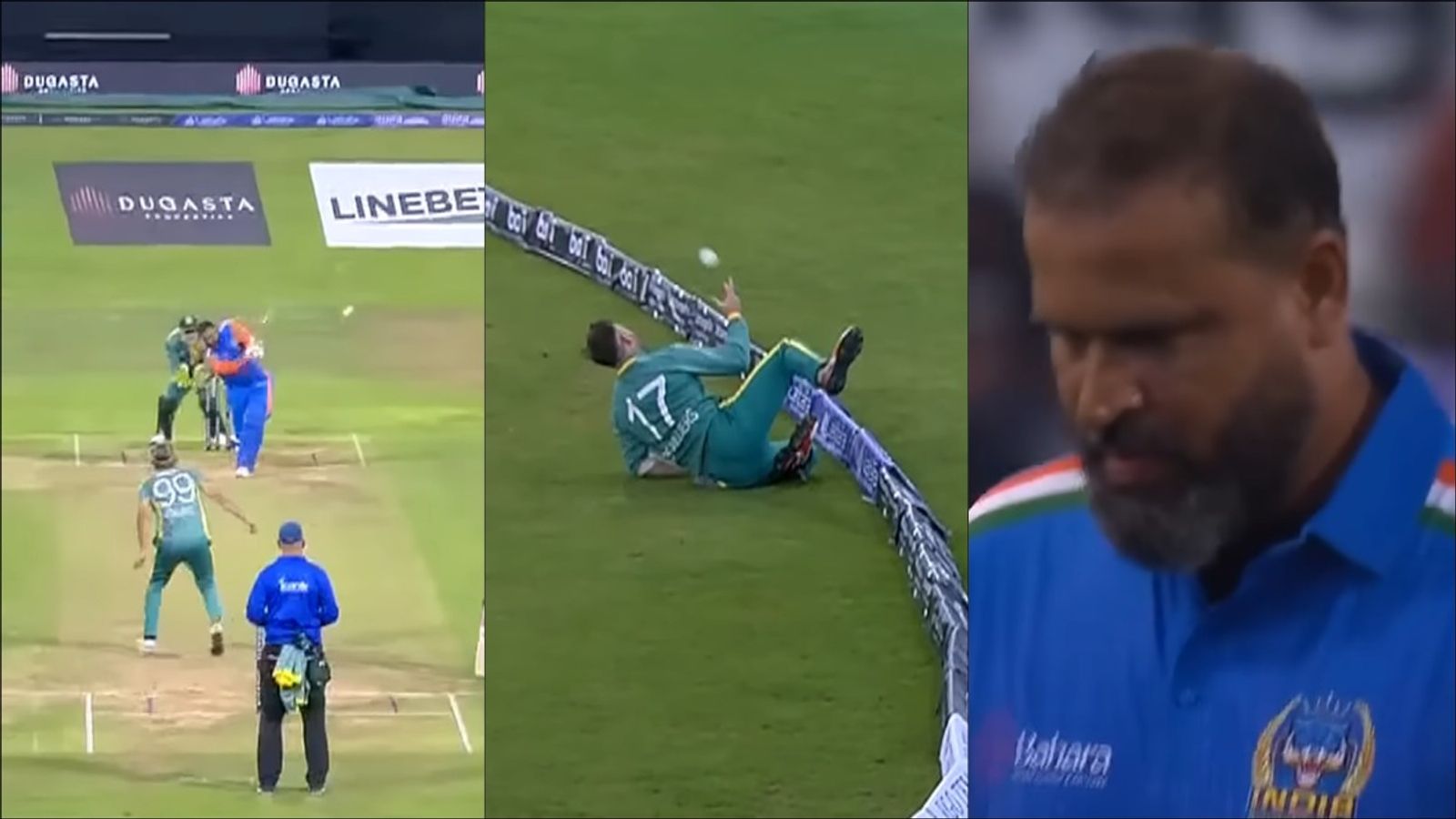 Yusuf Pathan left gobsmacked as 41-year-old AB de Villiers' acrobatic act leads to perfect relay catch; watch viral video Yusuf Pathan left gobsmacked as 41-year-old AB de Villiers' acrobatic act leads to perfect relay catch; watch viral video