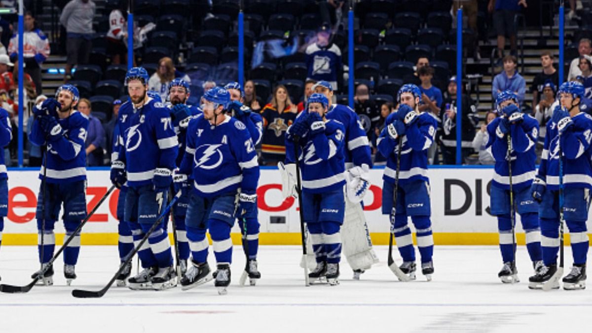Tampa Bay Lightning team members in the frame