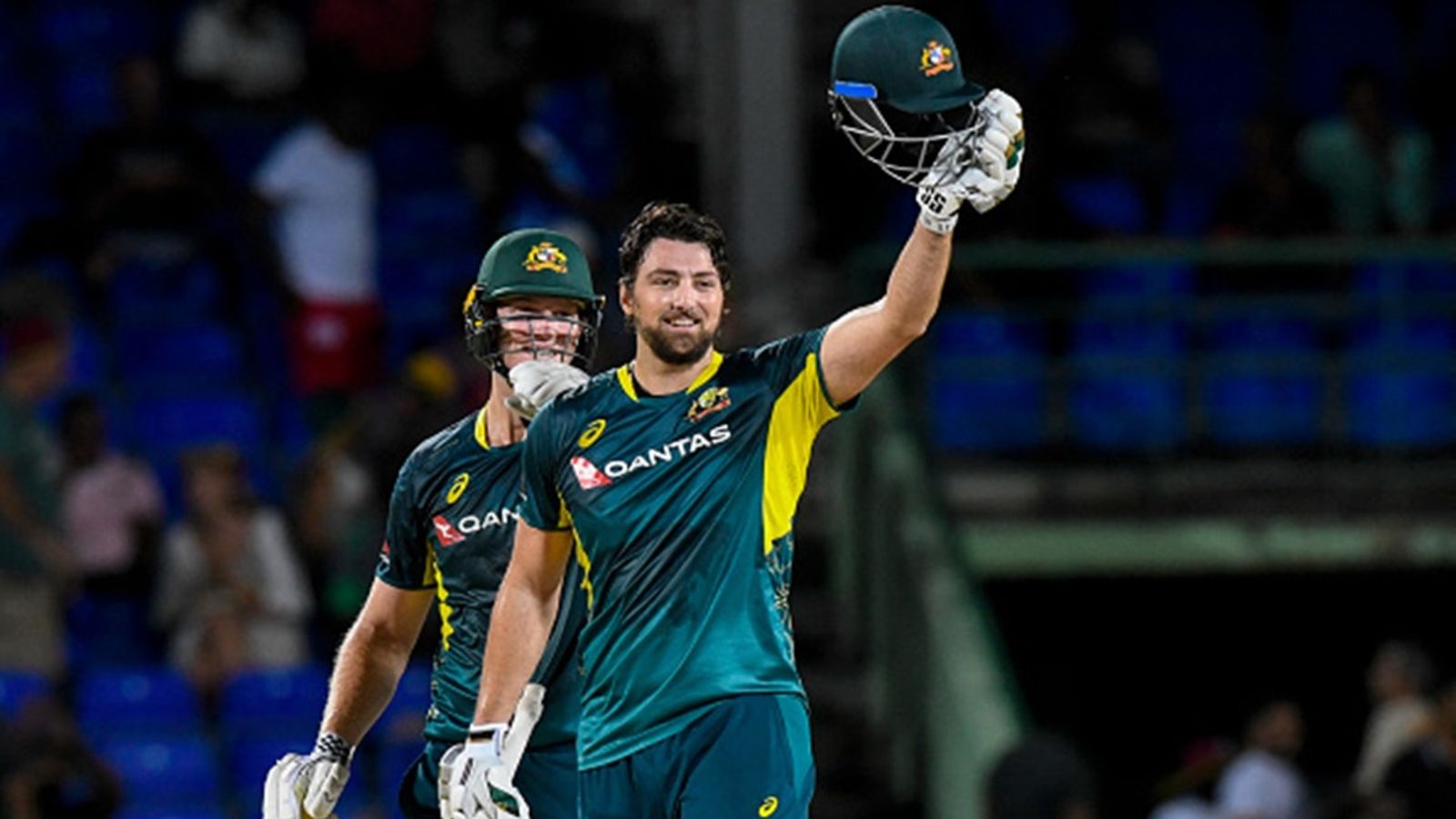 RCB's Tim David smashes record-breaking 37-ball 102 leads Australia to 216-run chase in 16.1 overs, take 3-0 lead in series Tim David (R) of Australia celebrates his century and teammate Mitchell Owen (L) cheer him on during the third T20I match between West Indies and Australia at Warner Park Sporting Complex in Basseterre, Saint Kitts and Nevis, on July 25, 2025.