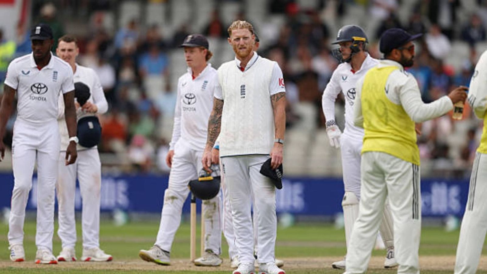 'It was an embarrassing moment...': Ex-England star slams Ben Stokes & Co. for final day drama in Manchester Test Ben Stokes of England reacts as he offers a draw which isn't taken by India during Day Five of the 4th Rothesay Test Match between England and India at Emirates Old Trafford