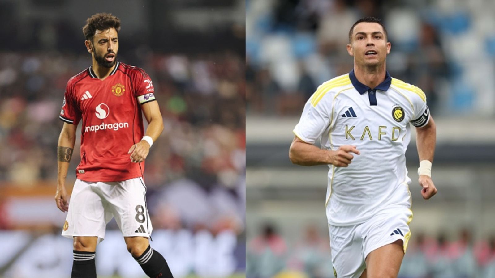 Bruno Fernandes clears the air on Al-Nassr move and Cristiano Ronaldo reunion whispers Bruno Fernandes and Cristiano Ronaldo in the frame (Images via Getty)