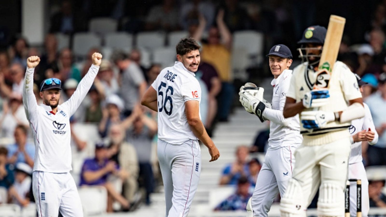 'We are pretty chilled. I don't see why we can't chase it down': Josh Tongue confident of England's ability to break 123-year-old record and win series Josh Tongue of England celebrates with his teammate Jamie Smith after taking the wicket of Mohammed Siraj of India during Day 3 of the 5th Test at The Kia Oval on August 02, 2025 in London, England.