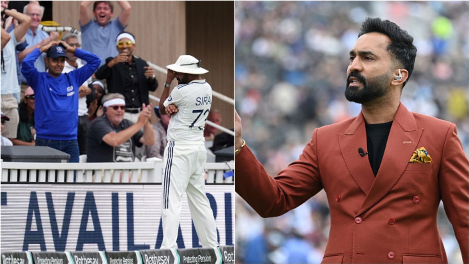 'Maybe he was just chilling': Dinesh Karthik slams Mohammed Siraj for making a mess of Harry Brook's catch and stepping over boundary Mohammed Siraj reacts after stepping over the boundary while taking Harry Brook's catch; Cricketet-turned-commentator Dinesh Karthik.