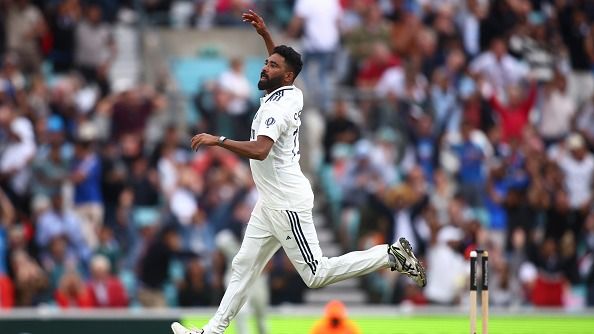 Mohammed Siraj of India celebrates taking the wicket of Gus Atkinson of England during day five of the 5th Rothesay Test Match between England and India at The Kia Oval on August 04, 2025 in London, England.