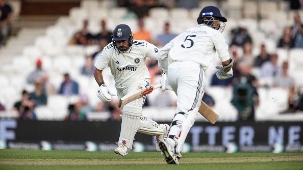 Karun Nair and Washington Sundar of India taking a run during Day One of the 5th Rothesay Test Match between England and India at The Kia Oval on July 31, 2025 in London, England.