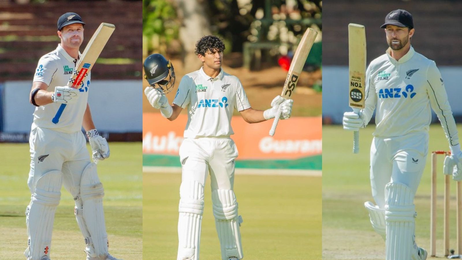 ZIM vs NZ: Devon Conway, Henry Nicholls, Rachin Ravindra's daddy hundreds help New Zealand pile up mammoth 601/3 on Day 2 of 2nd Test L-R: New Zealand's Henry Nicholls, Rachin Ravindra and Devon Conway in frame
