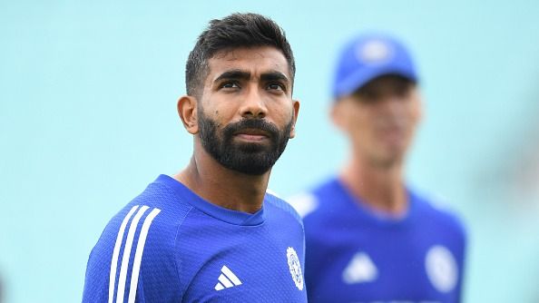 Jasprit Bumrah of India looks on before a nets session before the fifth Test match against England at The Kia Oval on July 30, 2025 in London, England.