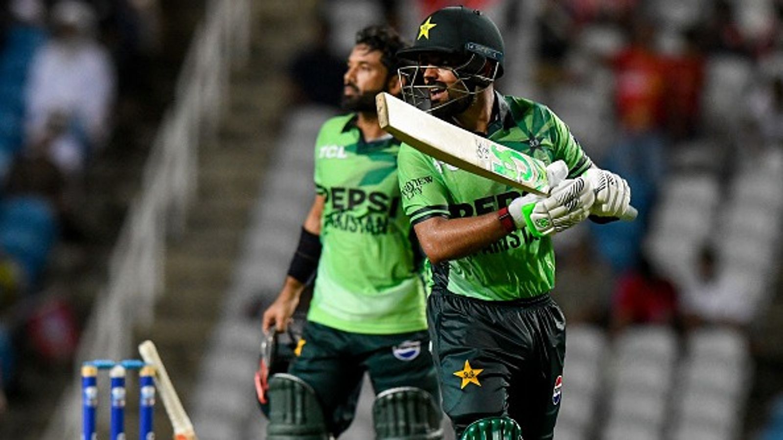 Babar Azam extends his century drought to 711 days after crashing for duck in second ODI against West Indies Former Pakistan captain Babar Azam (R) in this frame