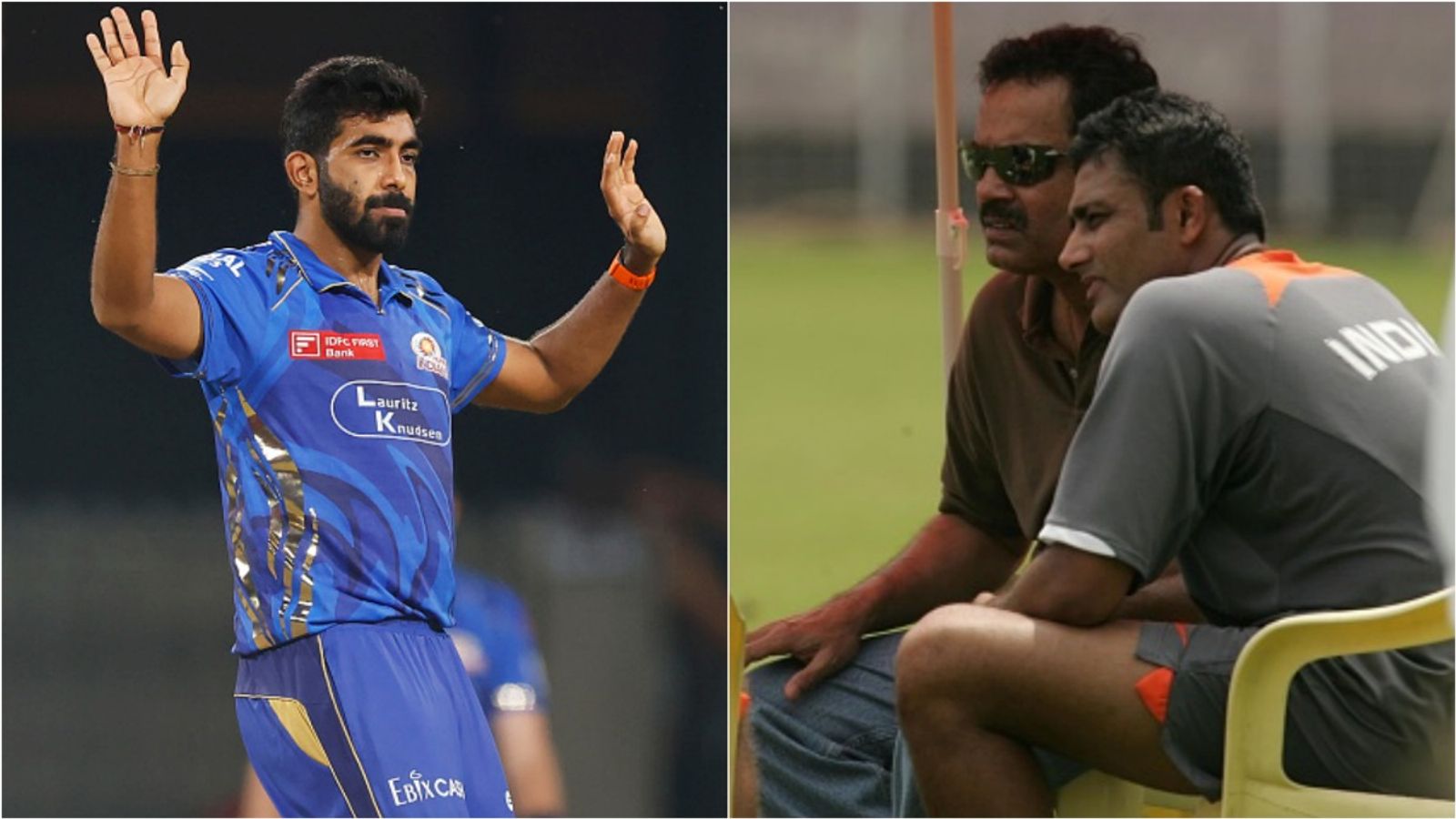'I would've convinced Mukesh Ambani and Bumrah to miss IPL for England series': India legend weighs in on pacer's workload debate Mumbai Indians' Jasprit Bumrah during IPL 2025; Former cricketers Dilip Vengsarkar and Anil Kumble overlook a training session.